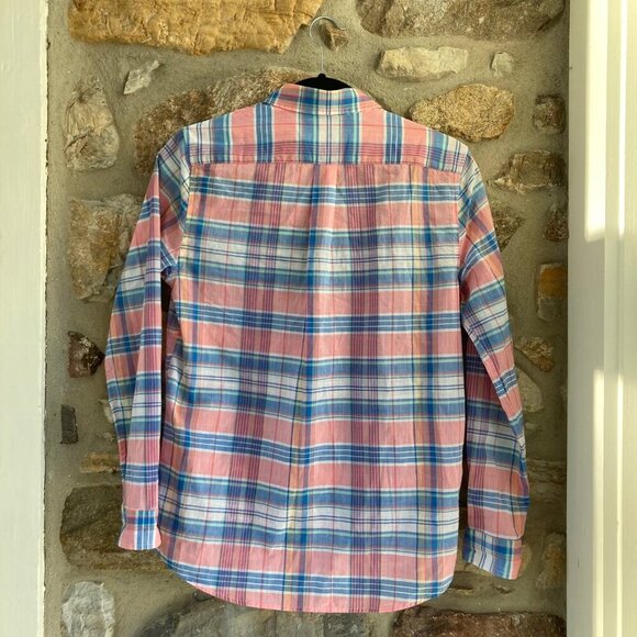 NWT Vineyard Vines Boys Large (16) Whale Shirt Smith Point Plaid in Washed Neon - Picture 5 of 11